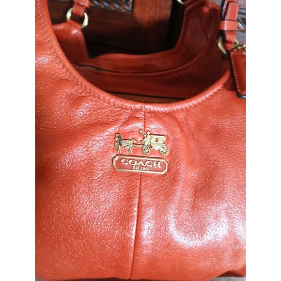 Coach Madison Maggie Hobo Shoulder Bag & Coach Coin Pouch Burnt Orange Leather - Picture 2 of 16